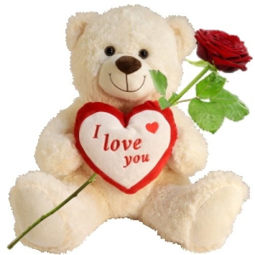 Large white teddy bear approx. 50 cm (Large white teddy bear with heart approx. 50 cm)